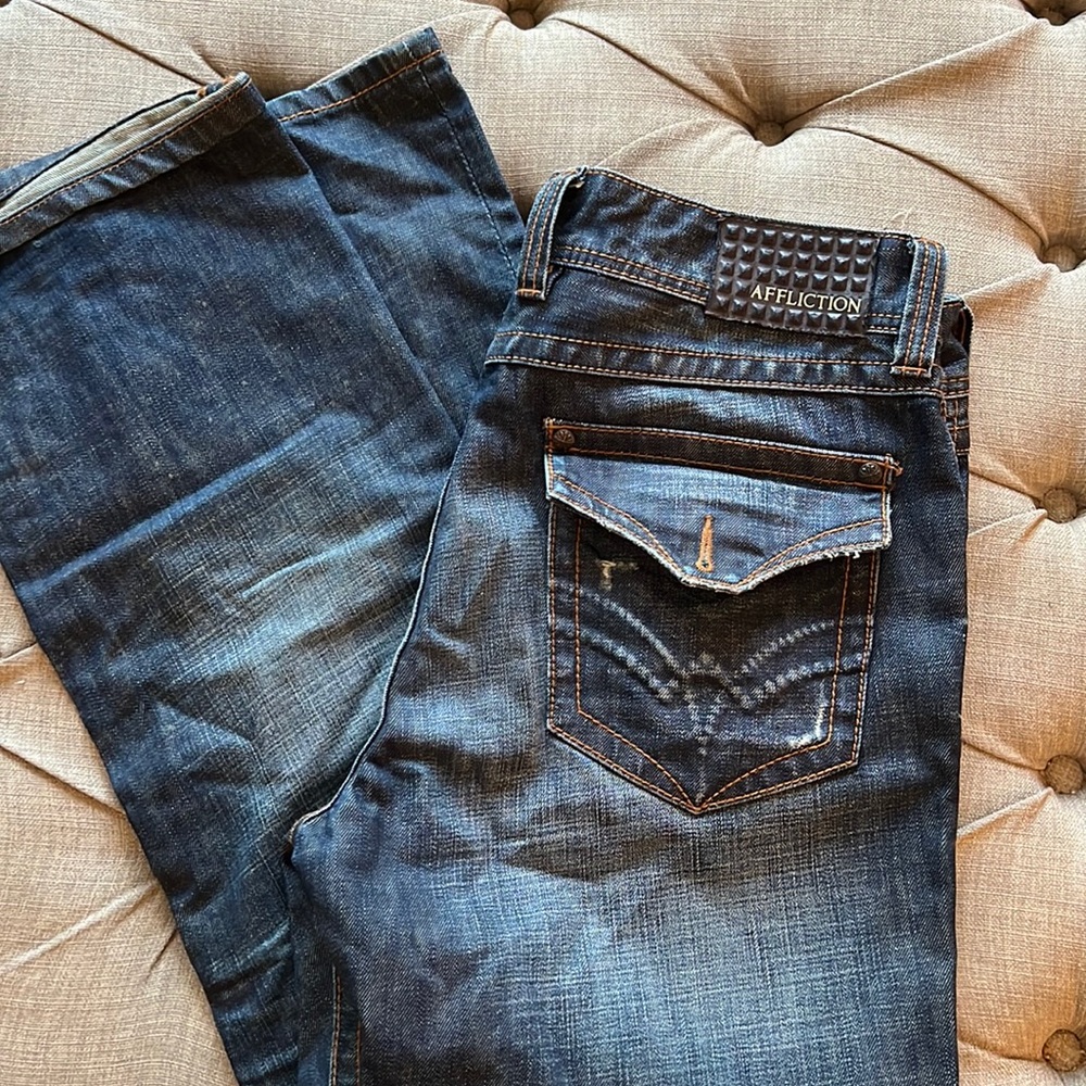 AFFLICTION Los Angeles Mens Blake Relaxed Straight Jeans 36